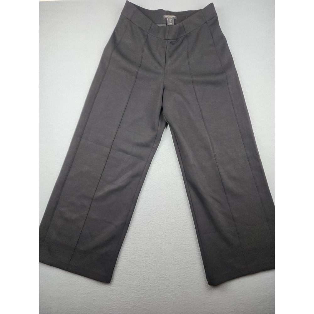 Christian Siriano Dress Pants Womens L Black Wide Leg Ponte Pull On Stretch